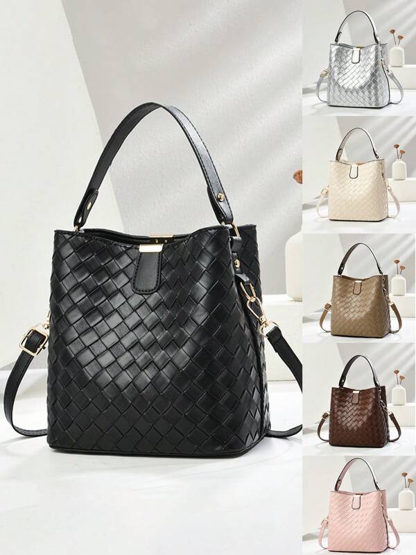 New Shiny Leather Tote Bag, Large Capacity Bucket Bag, Multi-Functional Shoulder Bag Crossbody Bag, Rivet Reinforced Bottom, Mother's Day Gift, Valentine's Day Gift, Mom's Must-Have, Mom's Outdoor Bag, Elegant Ladies Bag