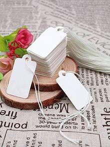 100个白色标记标签，带绳礼品标签，珠宝吊牌，带绳价格标签，完美的圣诞节礼品标签，空白标签，用于礼品、珠宝、服装定价，商品价格标签，服装标签，派对礼品标签 - 彩色 - 查看 7