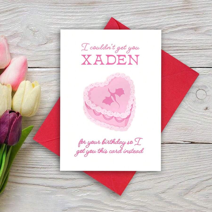 Tarjeta de cumpleaños divertida "No pude conseguirte a Xaden", tarjeta con dragón, tarjeta de cumpleaños de cuarto alado, tarjeta de cumpleaños con novio en libros, tarjeta de cumpleaños divertida con libros, tarjeta de cumpleaños Ridoc, tarjeta de fantasía, tarjeta divertida - Multicolor - Ver 1