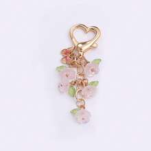 1pc Flowers Keychain Key Ring Pendants For Women Girls Handbag Cute Lily Flower Keychain Pendant Minimalist Ins Style Bag Charm Car Accessories For Women Keychain For Bag Christmas Gift