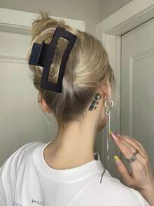 4 件/1 件女式 10.6 厘米/4.17 英寸黑色、白色、卡其色、棕色大方形轻质塑料发夹，时尚百搭高端优雅简约风格发饰，适合日常休闲、派对、通勤、度假、发型设计、洗脸、化妆、服装搭配发爪爪夹发夹发夹发夹发夹秋冬