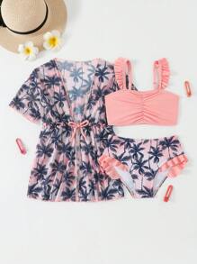 Jeune fille Cardigan à manches courtes, Ensemble de maillot de bain mode pour l'été