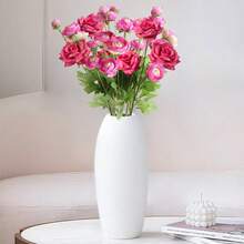 16 Heads Artificial Ranunculus Flower 4Pcs Silk Flowers Buttercup For Home Wedding Decoration Floral Creation Flower Arrangement DIY Project Outdoor Decor - 22 đầu màu hồng nóng - Xem 5