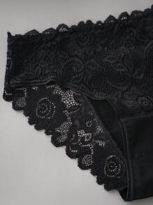 4 Packs Women's Underwear - Floral Lace Seamless Panties, Stretchy & Comfortable, Breathable Delicate Lace Design, Mid-Rise Basic Briefs For Daily Wear
