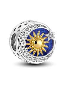 1 szt. 925 srebro próby 925 DIY Charms Słońce, Księżyc i gwiazdy Koraliki Wisiorek dla kobiet Biżuteria Bransoletka i naszyjnik Akcesoria 925 srebro próby 925 Tworzenie biżuterii - Srebro - Zobacz 14