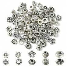 100pcs Retro Spacer Beads For DIY Jewelry Making, Suitable For Bracelet Necklace Accessories - Ancient Silver - View 9