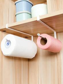 1 pieza Soporte para rollo de papel de cocina, estante de almacenamiento de cocina, sin taladro, soporte para rollo de cocina, soporte para rollo de cocina montado en la pared para cocina, baño, armarios