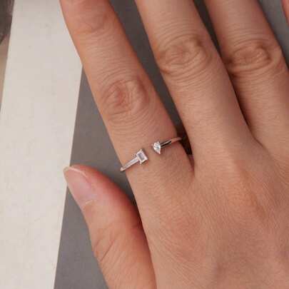 1 pieza Anillo ajustable de gota de agua de plata esterlina 925 exquisito y abierto para mujer, joyería fina, regalo original