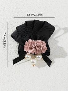 1pc Elegant Design Handmade Fabric Ribbon Flower Brooch Pin, Luxury Jewelry Lapel Pin, Classy Gift For Dates And Daily Wear - classic - View 3