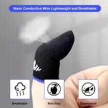 游戏指套，适用于各种手机平台，游戏指套，轻质透气导电纤维电竞游戏指套，新款黑色指套带标志 - 彩色 - 查看 7