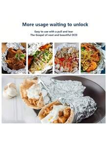 1 Roll-Thickened Aluminum Foil Roll 30x100cm, Multi-Purpose Barbecue Aluminum Foil, Outdoor Barbecue, Air Fryer, Oven Special Non-Stick Aluminum Foil, Perfect For Home, Restaurant, Outdoor Party, Outdoor Barbecue Baking, High Temperature Resistant, Anti-Oil, Easy To Carry, Keep Fresh, Lock Moisture