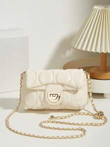 Bolso de hombro versátil de mujer de alta calidad con adorno de cadena, bordado de bola dorada pequeña, rombos y cuadros acolchados, adecuado para salir, citas, compras, ir al trabajo y uso diario como bolsa o estuche para lápiz labial. Excelente regalo.