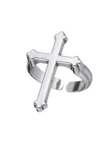 1pc Men's Vintage Cross Ring, Suitable For Daily Wear