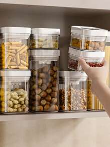 1pc Customized Airtight Sealed Storage Canister With Customized Pattern, Kitchen Food Moisture-Proof Container For Nuts, Grains And Snacks, Food Identification Canister, Holiday Gift