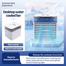 SOKANY USB Desktop Ventilator Luftkühler, Mini persönliche Kühlausrüstung, USB aufladbar, Niedrigspannungsbetrieb, sehr geeignet für Wohnheim und Büronutzung, mit Berührung, Spray, für Innen- und Außenbereich, ABS Material, sehr geeignet für Kühlung im Sommer