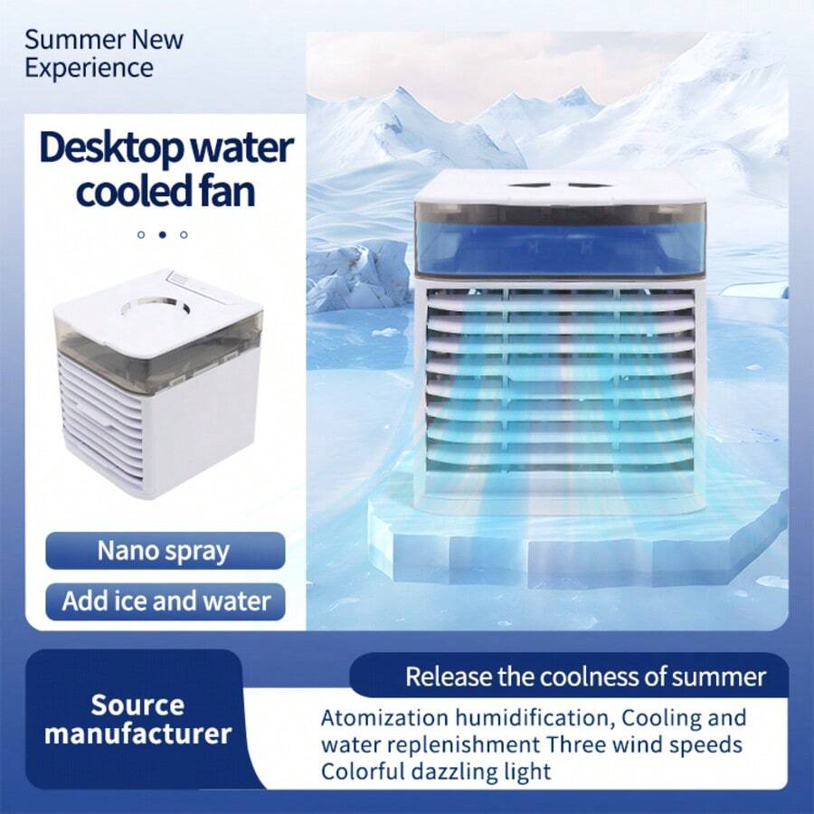 SOKANY USB Desktop Ventilator Luftkühler, Mini persönliche Kühlausrüstung, USB aufladbar, Niedrigspannungsbetrieb, sehr geeignet für Wohnheim und Büronutzung, mit Berührung, Spray, für Innen- und Außenbereich, ABS Material, sehr geeignet für Kühlung im Sommer