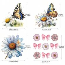 Naklejki na kalkomanie z motylem i kokardą Daisy do majsterkowania, do toreb, czapek, ubrań, zasłon, dywanów, do prasowania metodą termotransferu, materiał polietylenowy, zmywalny, nieblaknący