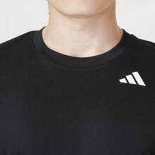 阿迪达斯男士2026夏季新款网球训练运动健身休闲透气圆领短袖T恤 IS2296 - 黑色 - 查看 4