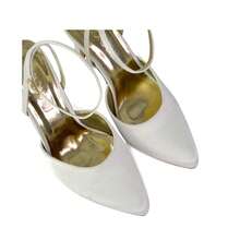 XY LONDON Liliane Women's Pointed Toe Stiletto Heel Shoes, Ankle Strap, Buckle, High Heel, Court Shoes, Black, Hot Pink, Navy, Ivory, White, Plain, Satin, Elegant, Western Wedding Style, Autumn, Winter, Spring - Ivory - View 4