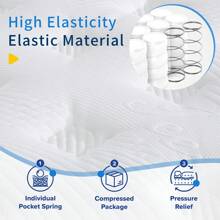 10/12 Inch White Gel Memory Foam Mattress, Independent Bagged Spring Edge Support, Medium Hardness, Boxed