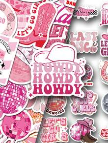 SCXXBSW 50pcs Pink Disco Cowgirl Cartoon Graffiti Stickers Decorative Handbooks Scooters Water Cups Notebook Luggage Waterproof Stickers - Multicolor - View 10