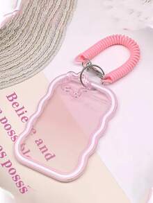 1个哑光粉色透明硅胶卡套，带弹簧钥匙扣 - 适用于学生证、交通卡、校园卡、惠普相纸等 - 也可用于登机牌和行李牌，轻巧耐用，带弹簧夹，可爱百搭，适合日常使用、办公用品、学习用品、家居用品、学生卡套 - 彩色 - 查看 7