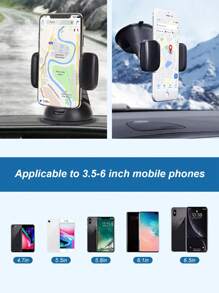 Support de téléphone de voiture en silicone avec ventouse - Rotation à 360°, compatible avec le tableau de bord et le pare-brise, forte ventouse, facile à installer, bras réglable s'étendant jusqu'à 90 mm, convient aux téléphones portables de 3,5 à 6 pouces, en matériau ABS, durable
