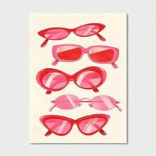 1 stuk roze zonnebril kunstdruk, kamerdecoratie wandkunst, Deense pastels, perfecte woondecoratie cadeau-ideeën, wandposters voor thuis zonder lijst