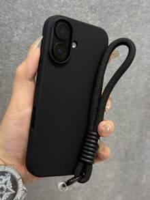 1 件简约纯色液体硅胶手机壳带短带适用于 17 AIR 16 15 14 13 12 Pro Max Plus 软硅胶后盖