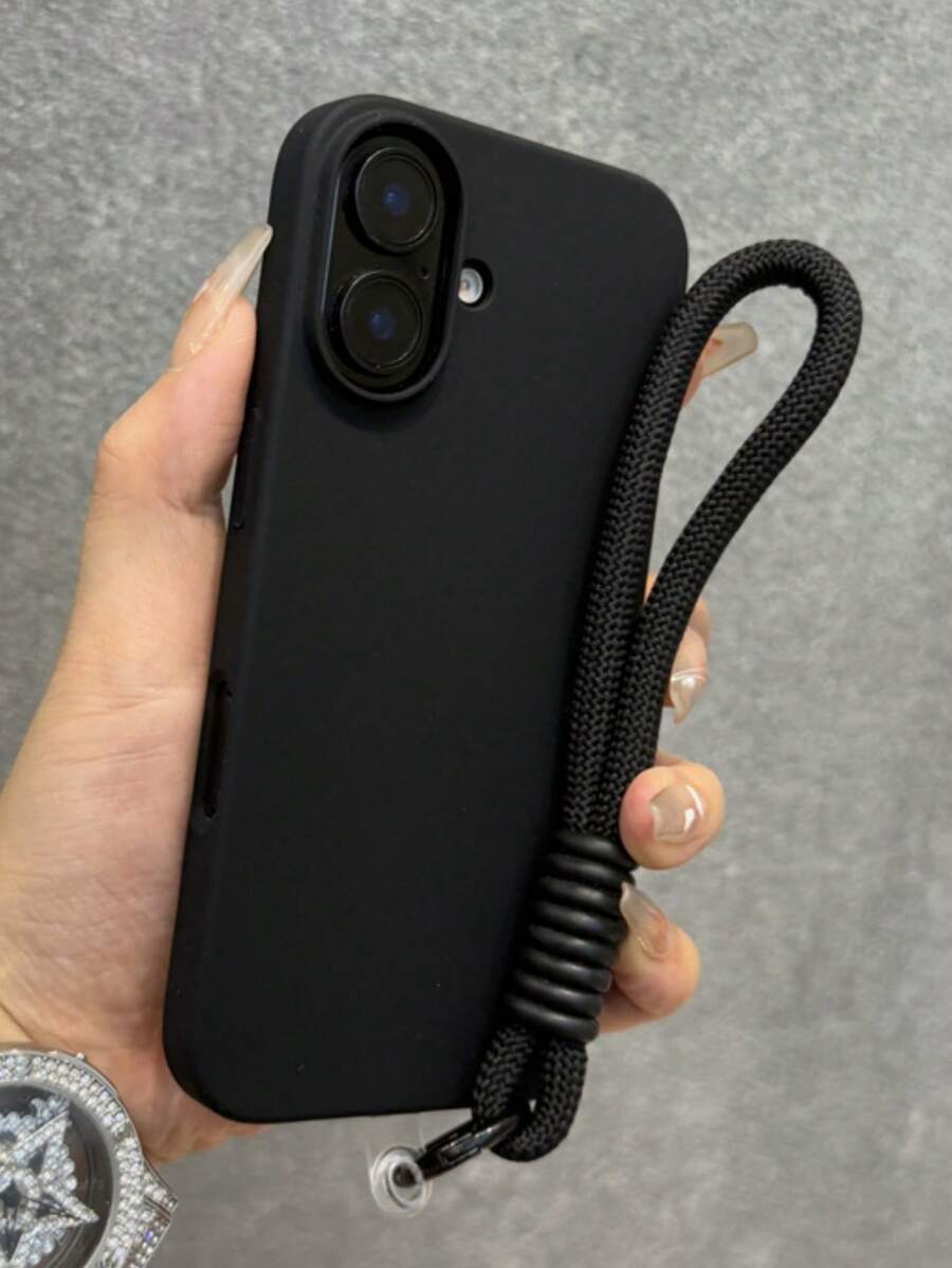 1 件简约纯色液体硅胶手机壳带短带适用于 17 AIR 16 15 14 13 12 Pro Max Plus 软硅胶后盖