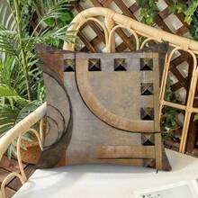 1 件/4 件户外复古几何印花防水防尘夏季亚麻花园/露台靠垫套装饰枕套，17.7 * 17.7 英寸/45x45 厘米 - 彩色 - 查看 10