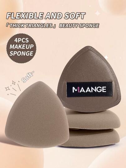 MAANGE 4pcs Triangle Makeup Sponges, Wet Type, Soft & Skin-Friendly, Convenient For Travel, Makeup, Home Decor, Vanity, Bedroom, Makeup Accessories, Powder Puff, Makeup Sponge, Makeup Sponge. Affordable Price, Suitable As Christmas Or Holiday Gift.