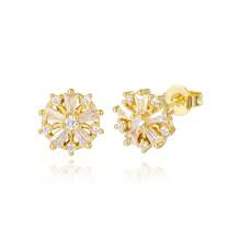 TUANZISP 22pcs Set Women's Gold Plated Copper Stud Earrings With Zirconia, Butterfly, Heart, Star, Crown, Snowflake, Geometric Designs, Versatile Fashion Jewelry, Elegant Vintage Luxury Gift For Women