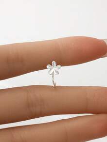 1件闪亮银色S925花瓣鼻环/鼻钉/金鼻环/银鼻环/鼻圈/耳软骨环/耳夹/小耳环