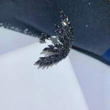 1pc Maple Leaf Open Ring, Suitable For Everyday Wear - Black + Black Zirconium - View 2