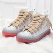 1 Pair Of Fluffy Cute INS Style Wide Lace Casual Shoe Accessory Rope For Women Shoes, Men Sneakers, Winter Shoes