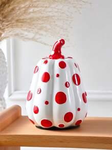1pc Creative Resin Polka Dot Pumpkin Decor Figurine, Unique Pumpkin Decorative Crafts, Multiple Colors Available, Suitable For Living Room, Study, Nightstand, Dining Room, Wedding, Party Home Decoration