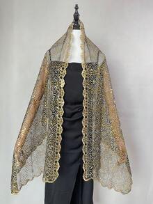 1 chiếc khăn choàng/khăn choàng thêu sequin đa năng dành cho nữ, thích hợp cho đám cưới và nhiều dịp khác nhau - Nhiều màu - Xem 3