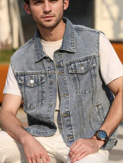 Jaqueta Denim Clara de Estilo Gótico para Primavera/Outono, Moda de Rua