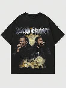 男士新款嘻哈时尚说唱歌手印花T恤