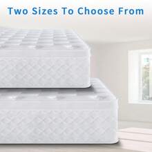 10/12 Inch White Gel Memory Foam Mattress, Independent Bagged Spring Edge Support, Medium Hardness, Boxed