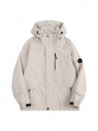 Women's Letter Printed Hooded Long Sleeve Sports Jacket, Outdoor Windbreaker