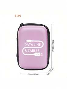 Portable Mini Storage Bag, Mobile Phone Charger Data Cable Organizer Bag, With Charging Cable Pattern - Pink - View 10