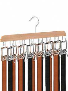 20 Hook Sturdy Wooden Wardrobe Belt Rack, Space-Saving Organizer For Belts And Ties, Ideal For Gender Reveal Parties, Birthdays, Weddings, And Holiday Celebrations, Perfect Gift For Colleagues, Friends, And Family, Enhance Your Closet Organization For Back To School And Festive Seasons, Stylish And Functional Home Accessory For Every Occasion - Multicolor - View 8