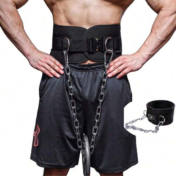 Nouvelle type de barre horizontale et parallèle Entraînement de traction Ceinture de musculation, 1 ceinture d'entraînement de force de taille pour le fitness, avec chaîne en fer