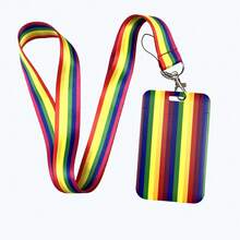 彩虹挂绳，多功能挂绳，可挂身份证、钥匙、手机，适合 LGBTQ+ 朋友聚会、派对和活动汽车配件包袋挂饰 - 彩虹色 - 查看 7