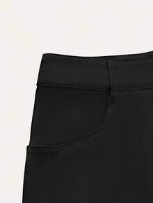 Casual Solid Color Straight Leg Cargo Pants - Black - View 9