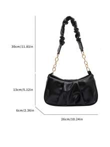 New Fashion Retro Commuting Black Simple Pleated One-Shoulder Cloud Bag - Black - View 2