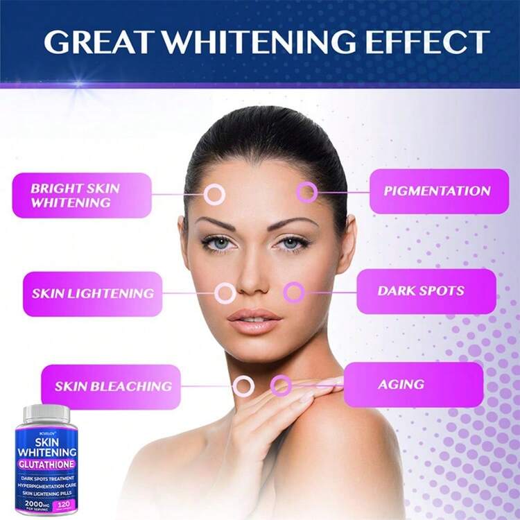 bcuelov skin whitening glutathione Supplement For Men And Women With Licorice, Cranberry, White Mulberry And Turmeric - 120 Capsules seal-zero-fillers