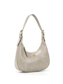 DK DKMG 1 bolsa de mão e bolsa de ombro com estampa de crocodilo vermelho vinho e design crescente, moderna, elegante, versátil para reuniões, encontros casuais, adequada para uso diário e presentes de feriado